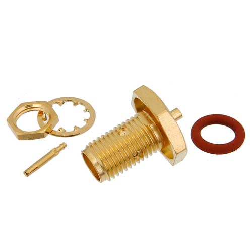 SMA Female Bulkhead Connector Solder Attachment for FM-SR034CU-ST Cable , .235 inch D Hole FMCN49844