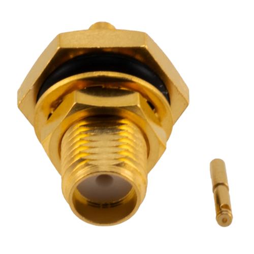SMA Female Bulkhead Connector Solder Attachment for FM-SR047ALTN-COIL, FM-SR047CU-COIL, FM-SR047CUTN-COIL, .047 Semi-Rigid Cable FMCN51271