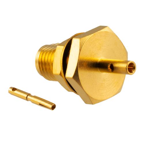 SMA Female Bulkhead Connector Solder Attachment for FM-SR047ALTN-COIL, FM-SR047CU-COIL, FM-SR047CUTN-COIL, .047 Semi-Rigid Cable FMCN51271