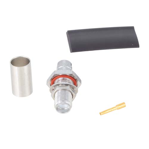 SMA Female (Jack) Bulkhead Connector Crimp/Solder Attachment for TCOM-240, LMR-240-FR, LMR-LW240, LMR-240, LMR-240-DB, LMR-240-UF Cable FMCN5133