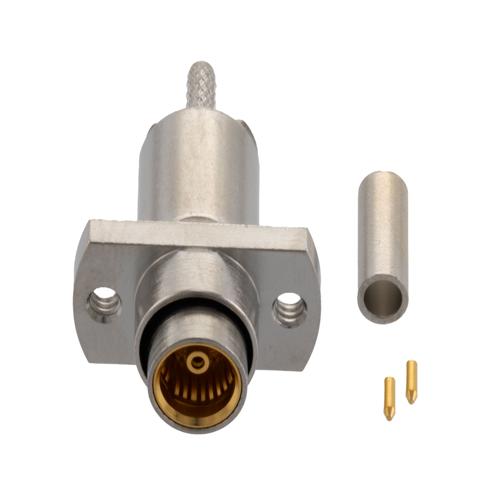 BMA Jack (Female) Connector Crimp Attachment 2 Hole Flange for LMR-100A-UF, LMR-100A-FR, LMR-100A-PVC, M17/113-RG316, RG174, RG316 Cable FMCN5154