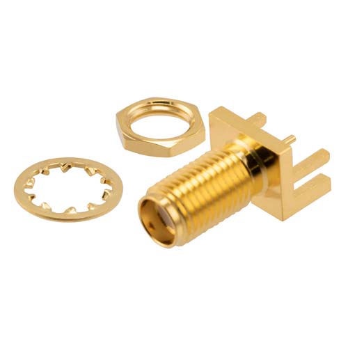 SMA Female Bulkhead Commercial Grade PCB Connector .068 inch End Launch Solder Attachment FMCN5193