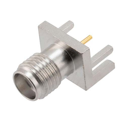 SMA Female Commercial Grade PCB Connector .063 inch End Launch Solder Attachment Tri-Metal Finish FMCN5205