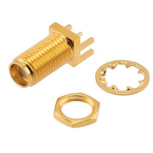 SMA Female Bulkhead Commercial Grade PCB Connector .066 inch End Launch Solder Attachment FMCN5223