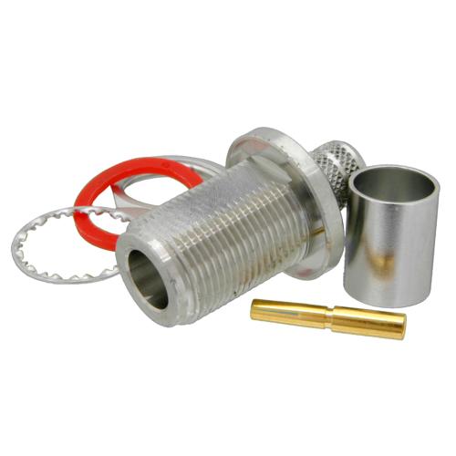 N Female (Jack) Bulkhead Connector Crimp/Solder Attachment for LMR-400, LMR-400-DB, LMR-400-FR, LMR-400-LLPX Cable, .640 inch DD Hole FMCN5286