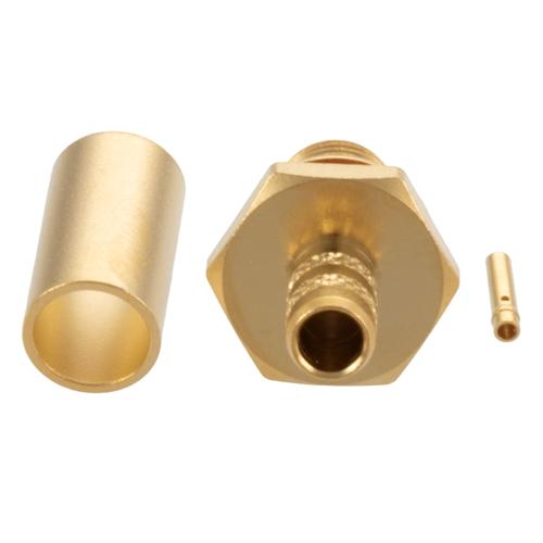 SMA Female (Jack) Bulkhead Connector Crimp Attachment For RG223, RG55, RG142, and RG400, .268 inch D Hole, IP67 Mated FMCN5355