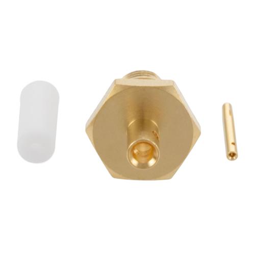 SMA Female (Jack) Bulkhead Connector Solder Attachment For FM-SR086TB, FM-SR086ALTN-COIL, and FM-F086, .236 inch D Hole, IP67 Mated FMCN5358