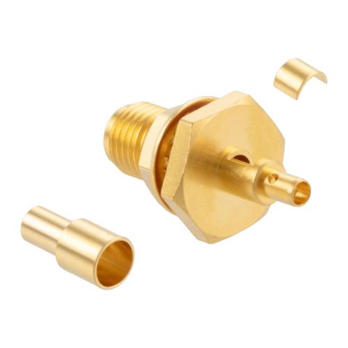 SMA Female (Jack) Bulkhead Connector Crimp Attachment For RG178, RG178-DS, .268 inch D Hole, IP67 Mated FMCN5360