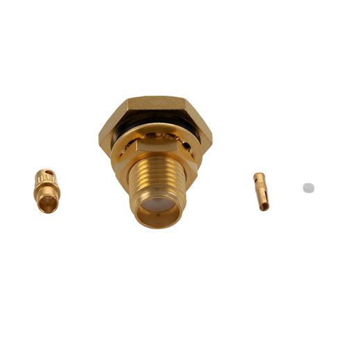 SMA Female (Jack) Bulkhead Connector Press Fit Attachment For RG178, RG178-DS, .236 inch D Hole, IP67 Mated FMCN5361