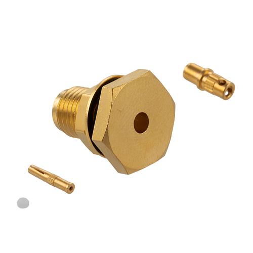SMA Female (Jack) Bulkhead Connector Press Fit Attachment For RG178, RG178-DS, .236 inch D Hole, IP67 Mated FMCN5361