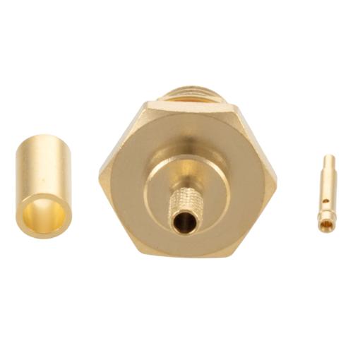 RP SMA Female (Jack) Bulkhead Connector Crimp Attachment For RG174, RG188, RG316, .268 inch D Hole, IP67 Mated FMCN5364