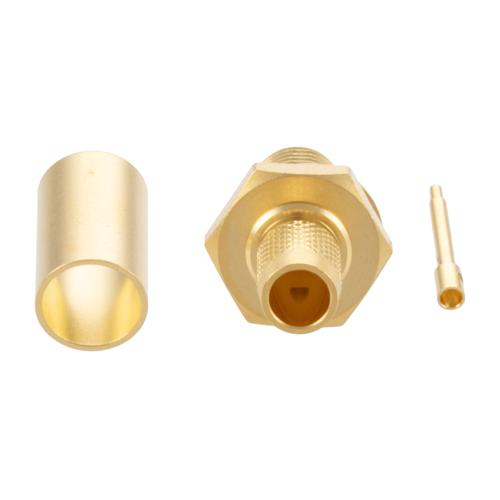 RP SMA Female (Jack) Bulkhead Connector Crimp Attachment For LMR-240-75, LMR-240-75-DB, LMR-240-75-FR, .268 inch D Hole, IP67 Mated FMCN5366