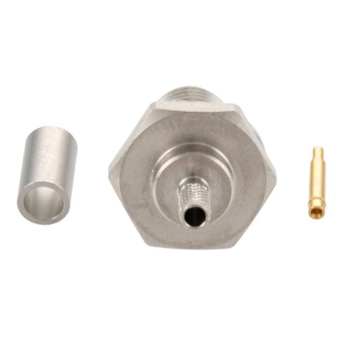 RP SMA Female (Jack) Bulkhead Connector Crimp Attachment For RG174, RG188, RG316, .236 inch D Hole, IP67 Mated FMCN5367