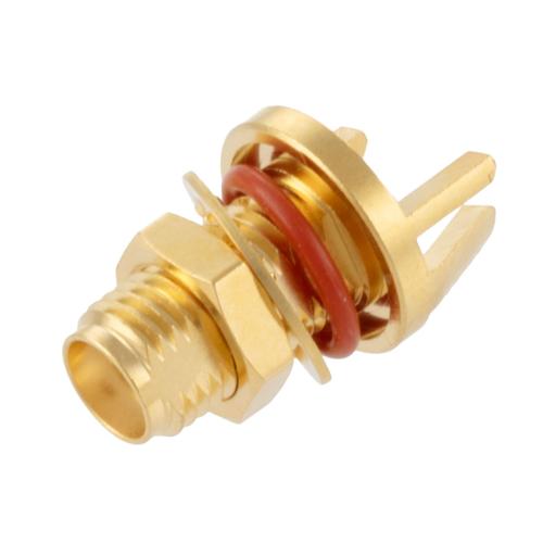 SMA Female (Jack) Bulkhead Mount Connector, .068 inch End Launch PCB, .236 inch D Hole, IP67 mated FMCN5369
