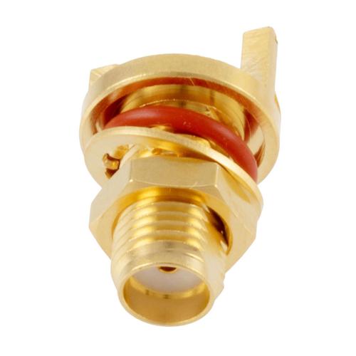 SMA Female (Jack) Bulkhead Mount Connector, .068 inch End Launch PCB, .236 inch D Hole, IP67 mated FMCN5369
