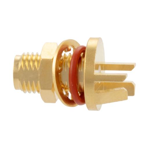 SMA Female (Jack) Bulkhead Mount Connector, .068 inch End Launch PCB, .236 inch D Hole, IP67 mated FMCN5369