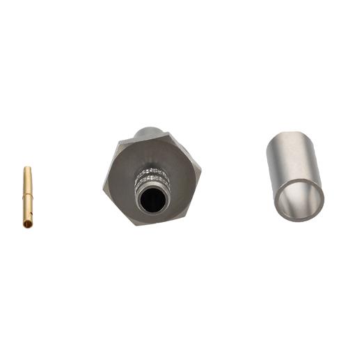 QMA Female (Jack) Bulkhead Connector Crimp Attachment For RG58CU, LMR-195, .268 inch D Hole, IP67 Mated FMCN5370