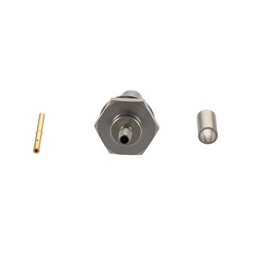 QMA Female (Jack) Bulkhead Connector Crimp Attachment For RG174, RG188, RG316, .268 inch D Hole, IP67 Mated FMCN5371