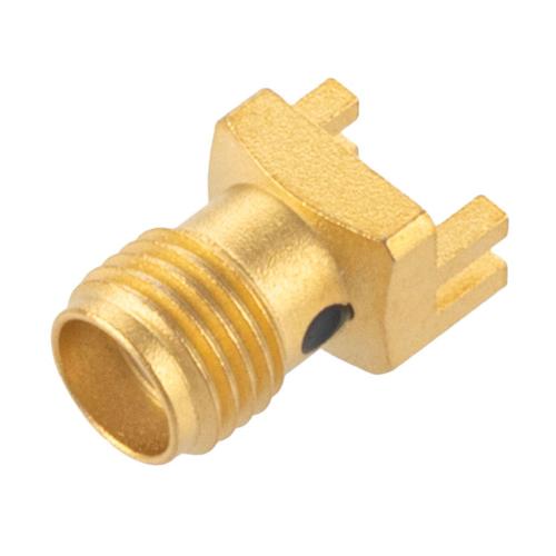 Super SMA Female (Jack) Connector Solder Attachment 0.043 inch End Launch PCB, 0.020 inch Pin Diameter, Up to 26.5 GHz FMCN5380