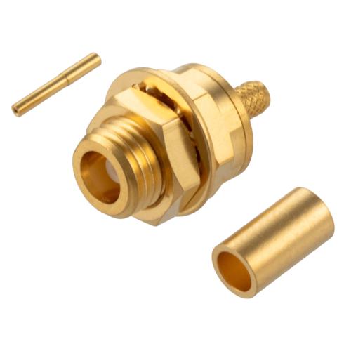 MCX Jack (Female) Bulkhead Connector Crimp/Solder Attachment for LMR-100A-UF, LMR-100A-PVC, M17/113-RG316, RG174NM, RG188, RG316 Cable FMCN5412