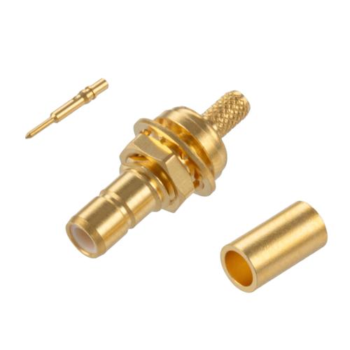 SMB Jack (Female) Bulkhead Connector Crimp Attachment for LMR-100A-PVC, RG174, RG174NM, RG188, RG316, 0.100 Inch Cable FMCN5436