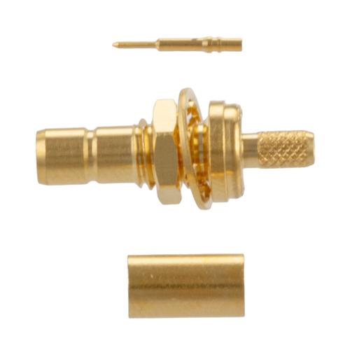 SMB Jack (Female) Bulkhead Connector Crimp Attachment for LMR-100A-PVC, RG174, RG174NM, RG188, RG316, 0.100 Inch Cable FMCN5436