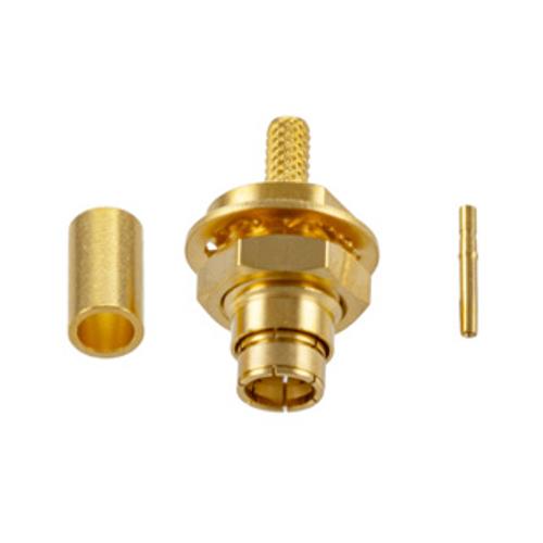 SMB Plug (Male) Bulkhead Connector Crimp Attachment for LMR-100A-PVC, RG174, RG174NM, RG188, RG316, 0.100 Inch Cable FMCN5442