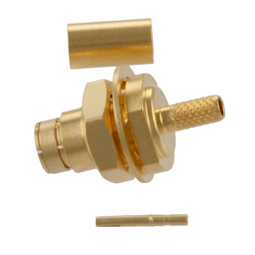 SMB Plug (Male) Bulkhead Connector Crimp Attachment for LMR-100A-PVC, RG174, RG174NM, RG188, RG316, 0.100 Inch Cable FMCN5442