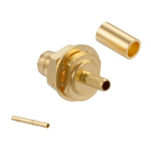 SMB Plug (Male) Bulkhead Connector Crimp Attachment for LMR-100A-PVC, RG174, RG174NM, RG188, RG316, 0.100 Inch Cable FMCN5442