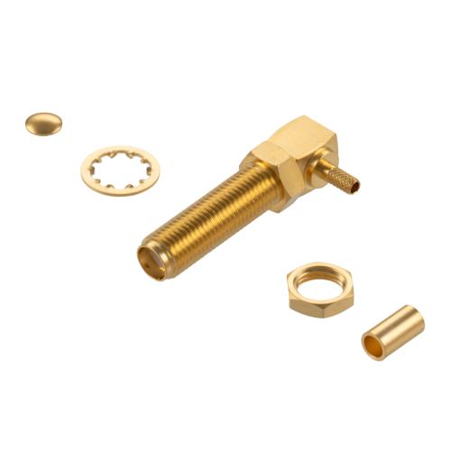 RA SMA Female Bulkhead Connector Crimp/Solder Attachment for LMR-100A-PVC, RG174, RG316, RG188 Cable FMCN5454