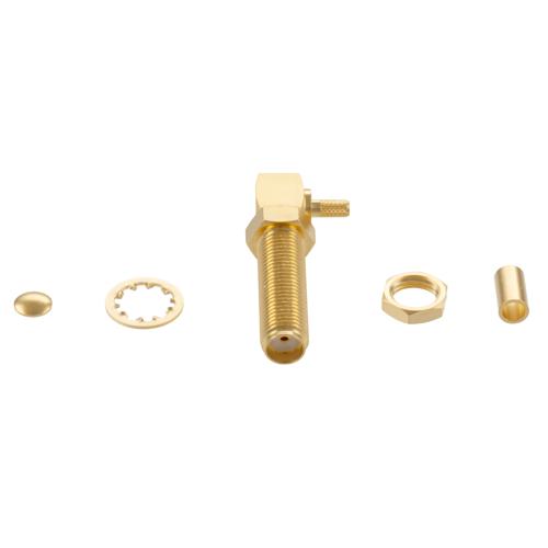 RA SMA Female Bulkhead Connector Crimp/Solder Attachment for LMR-100A-PVC, RG174, RG316, RG188 Cable FMCN5454