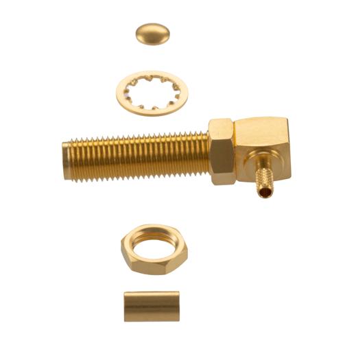 RA SMA Female Bulkhead Connector Crimp/Solder Attachment for LMR-100A-PVC, RG174, RG316, RG188 Cable FMCN5454