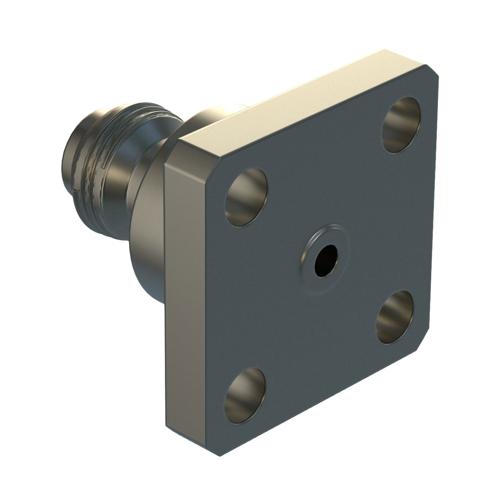 1.0mm Female Connector Field Replaceable 4 Hole Flange accepts 0.23mm (.009inch) pin, .25 inch Hole Spacing with Metal Contact Ring FMCN5520