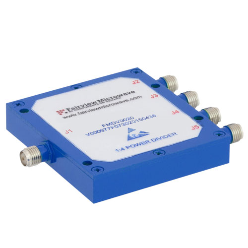 4 Way Power Divider SMA Connectors Wilkinson From 800 MHz to 2.5 GHz Rated at 30 Watts FMDV0020