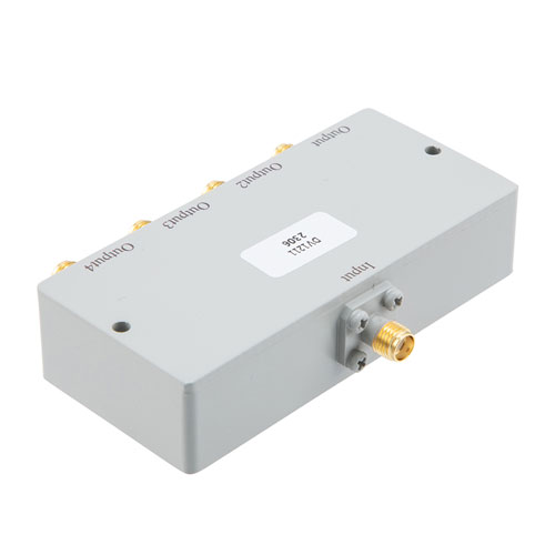 4 way Power Divider SMA Connectors from 10 MHz to 500 MHz Rated at 10 Watts FMDV1211