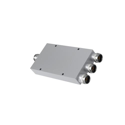 3-Way Low PIM RF Power Divider with 4.3-10 Female Connectors, 555 MHz to 6 GHz, 80 Watt Power Rating, IP65 Rated FMDV1289