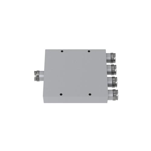 4-Way Low PIM RF Power Divider with 4.3-10 Female Connectors, 555 MHz to 6 GHz, 80 Watt Power Rating, IP65 Rated FMDV1291