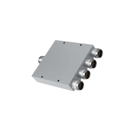 4-Way Low PIM RF Power Divider with 4.3-10 Female Connectors, 555 MHz to 6 GHz, 80 Watt Power Rating, IP65 Rated FMDV1291