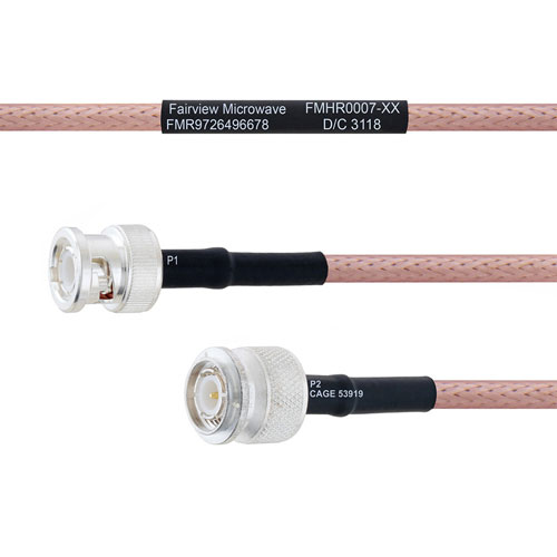 BNC Male to TNC Male MIL-DTL-17 Cable M17/60-RG142 Coax in 18 Inch FMHR0007-18