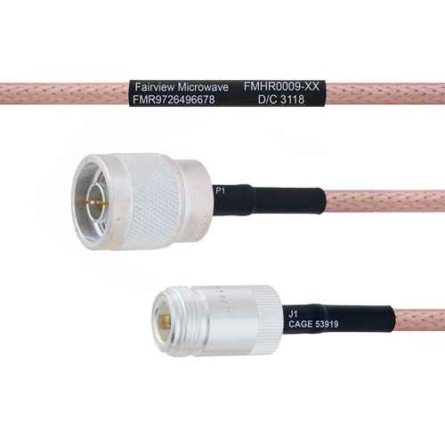 N Male to N Female MIL-DTL-17 Cable M17/60-RG142 Coax in 100 cm FMHR0009-100CM