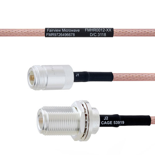 N Female to N Female Bulkhead MIL-DTL-17 Cable M17/60-RG142 Coax in 100 cm FMHR0012-100CM