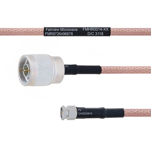 N Male to SMA Male MIL-DTL-17 Cable M17/60-RG142 Coax in 100 cm FMHR0014-100CM
