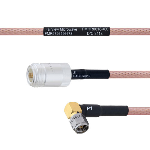 N Female to RA SMA Male MIL-DTL-17 Cable M17/60-RG142 Coax in 100 cm FMHR0018-100CM