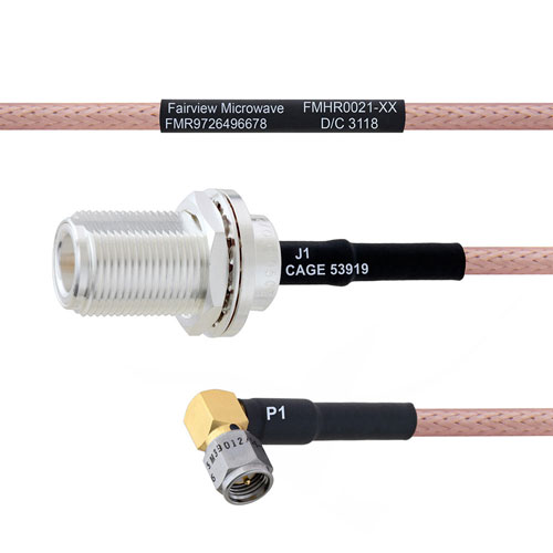 N Female Bulkhead to RA SMA Male MIL-DTL-17 Cable M17/60-RG142 Coax FMHR0021