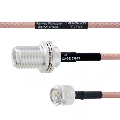 N Female Bulkhead to TNC Male MIL-DTL-17 Cable M17/60-RG142 Coax in 48 Inch FMHR0022-48