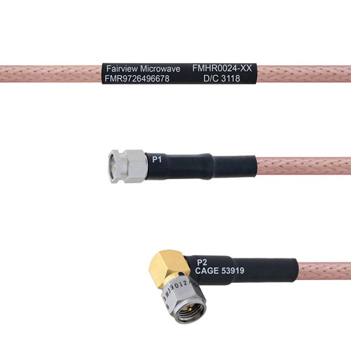 SMA Male to RA SMA Male MIL-DTL-17 Cable M17/60-RG142 Coax in 100 cm FMHR0024-100CM