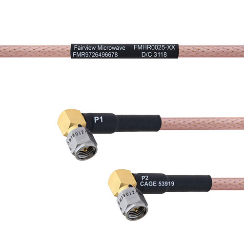 RA SMA Male to RA SMA Male MIL-DTL-17 Cable M17/60-RG142 Coax in 100 cm FMHR0025-100CM