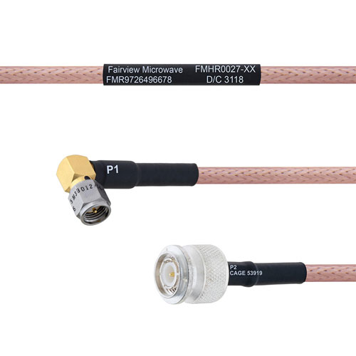 RA SMA Male to TNC Male MIL-DTL-17 Cable M17/60-RG142 Coax in 30 Inch FMHR0027-30