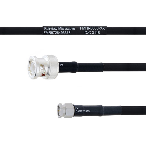 BNC Male to SMA Male MIL-DTL-17 Cable M17/84-RG223 Coax in 24 Inch FMHR0033-24