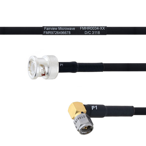 BNC Male to RA SMA Male MIL-DTL-17 Cable M17/84-RG223 Coax FMHR0034
